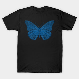 Butterfly design created using line art - blue version T-Shirt